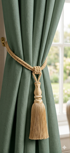 Classic Beige Rope <b>Curtain</b> Tiebacks with Tassel Decorative Holdback for Traditional Window Drapes - Product Image 2