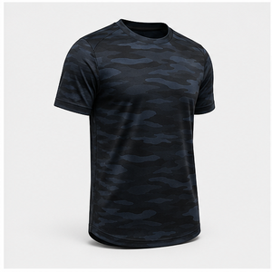 Camiseta de Manga Corta con Cuello Redondo para Hombre, Diseño de Camuflaje Personalizado Shadow Island en Negro Medianoche, MTS-CAMO-0018 - Product Image 3