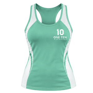 เสื้อกล้ามออกกำลังกายแบบ Racerback สำหรับผู้หญิง ออกแบบเองได้ แห้งเร็ว ยืดหยุ่น เหมาะสำหรับการฝึกซ้อมและเล่นกีฬาในยิม - Product Image 1