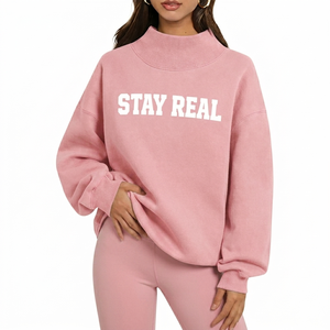 Sweat-shirt à col montant en coton biologique, pull molletonné oversize, chaud, hiver, décontracté, streetwear, mode durable - Product Image 1