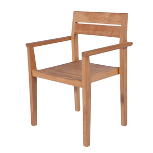 Chaise de jardin en teck naturel, chaise de salle à manger d'extérieur, fauteuil à assise à lattes pour patio, cour, villa, mobilier de salle à manger - Product Image 4