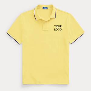 Polo Amarillo de Algodón Piqué para Hombre, Manga Corta, Ribete en Contraste, Corte Regular, Casual, con Logotipo Estampado en la Parte Delantera - Product Image 1