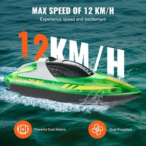 2.4GHz <b>RC</b> Racing Boat with LED Light 12 km/h Speed Remote <b>Control</b> 2 Rechargeable Batteries for Pools & Lakes - Product Image 3