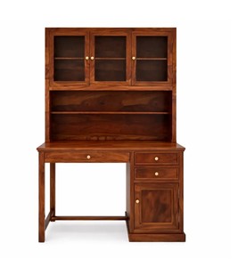 Wholesale Solid Wood Study Table with Hutch Glass Door Bookshelf Home Office <b>Computer</b> Desk with <b>Storage</b> | Pindel Handicraft - Product Image 3