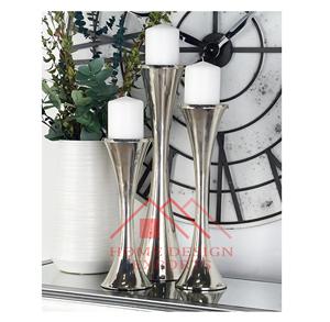 Vela de metal con acabado plateado 2025 Portavelas de metal superventas - Product Image 1