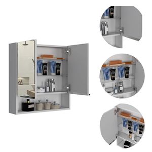 Armadietto Portamedicinali Rettangolare Bianco Manchester con Specchio per Bagni - Product Image 6