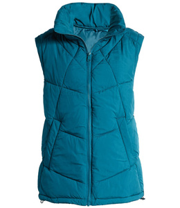 Chaleco Acolchado Color Verde Azulado para Mujer, Sin Mangas, Cuello Alto, Ropa de Abrigo Informal para Invierno, 100% Poliéster, Color Sólido - Product Image 2