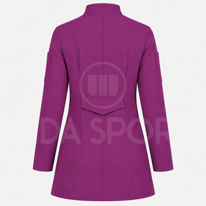 Ensemble de costume violet pour femmes, deux pièces, blazer et pantalon évasé, uniforme d'hôpital, vêtements de travail personnalisés, service OEM Wida Sports - Product Image 3