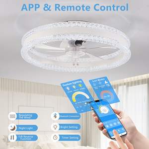 Ventilador de Techo LED Moderno de Lujo de 20 Pulgadas con Luz, Diseño de Doble Anillo Empotrado, Aspas Ocultas, Iluminación Regulable, Control Remoto, Ventilador de Bajo Consumo - Product Image 6