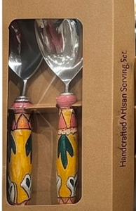 Handmade Stainless Steel Serving Spoons With Wooden Handle Bohemian Design <b>Mirror</b> Polish For Kitchen Home Party And Hotel - Product Image 4