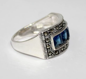 Anillo de Plata de Ley con Topacio Azul Natural, Engaste en Bisel, Certificado IGI, Clásico para Bodas y Fiestas, Venta al Por Mayor - Product Image 6