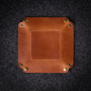 Plateau de protection pliable en cuir véritable grainé, organiseur de bureau en cuir de vachette texturé, marque personnalisée GLTY-0105 - Product Image 5