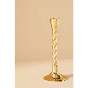 Porte-bougie en métal contemporain avec finition dorée polie, parfait pour la cheminée, la table et la décoration de bureau - Product Image 4
