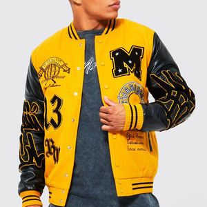 OEM Custom Men's Plus Size Breathable Waterproof Zipper Varsity Bomber Jacket Embroidery Patches 100% Polyester <b>Canvas</b> <b>Long</b> - Product Image 2