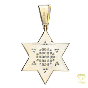 Statement Star Necklace Pendant With Two Tone Gold and White Moissanite Stones - Product Image 5