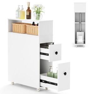 Organizzatore da Bagno in Legno Sottile con Cassetti Estraibili Profondi, Mobiletto per Bagno - Product Image 3