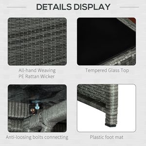 9 Piece Gray Outdoor Rattan Wicker Dining <b>Table</b> and Chair Furniture Set <b>Space</b> <b>Saving</b> Wicker Chairs with Cushions for Patio Use - Product Image 6