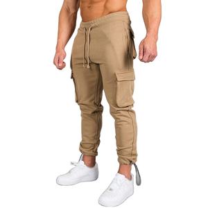Pantalones de chándal informales de verano para hombre, ropa deportiva de lana para gimnasio, pantalones de chándal rasgados, cintura elástica, entrenamiento de carga con múltiples bolsillos - Product Image 1