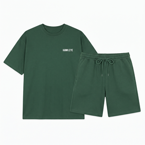 100% Cotton Heavyweight Ladies Twin Set Comfortable Oversized Shorts Set Custom Screen Printed Logo Style - Product Image 4