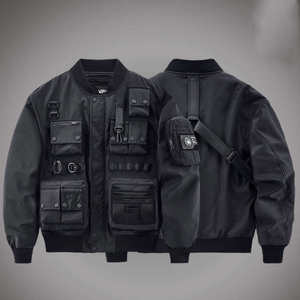 Custom Logo High Quality Mens Tactical Techwear <b>Jacket</b> Multi-pocket Cargo Bomber <b>Jacket</b> Windproof Functional Streetwear Coat - Product Image 1
