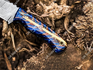 Cuchillo de Supervivencia UA Supplies para Camping y Caza, Hoja Fija de Acero de Damasco, Mango de Piña, Funda Multifunción EDC, 8 Pulgadas - Product Image 5