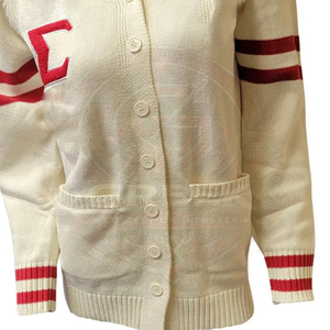 Customized |Delta| Acrylic knitted V-neck Winter <b>Cardigan</b> |Sigma| DST Sorority Greek Apparel Women Breathable varsity Sweater - Product Image 2