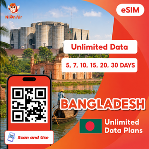 Tarjeta SIM de viaje para Bangladesh con datos 4G/5G de alta velocidad, entrega instantánea de código QR por correo electrónico - Product Image 1