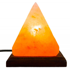 Lampe de sel en cristal d'Himalaya 100% naturel pur, en forme de pyramide, avec base en bois rose raffinée, emballée en bouteille et sachet. - Product Image 2