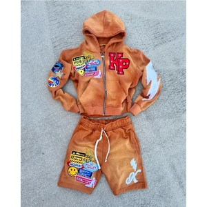 Ensemble de survêtement pour homme, sweat à capuche et short, vêtements de sport, tenue de fitness personnalisée, tissu confortable et respirant - Product Image 2