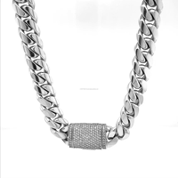 Collier chaîne maille cubaine Miami en argent sterling 22 pouces avec moissanite ronde taille brillant de 0,52 carats, 8 mm, pour homme, style hip-hop, idéal pour les soirées