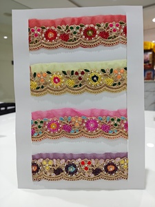 Embroidered Exquisite Bulk Honey Lace <b>Kaftan</b> Abaya Eco-Friendly Wedding PartyFashion Colorful Floral BEADS-D NO-121 - Product Image 6