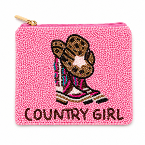 Luxury Handmade Country Girl Glass Beaded Coin <b>Purse</b> <b>Pink</b> Zipper Wallet Western Cowgirl Gift OEM ODM Wholesale - Product Image 3