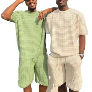 Trajes de verano para hombre, camisa deportiva holgada de manga corta para hombre, pantalones cortos con cordón, conjunto corto para hombre al mejor precio - Product Image 1