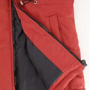Women's Quilted Parka <b>Jacket</b> With Fur Trim Hood Zipper Closure Winter Outwear Solid Color Thick Warm Coat - Product Image 6