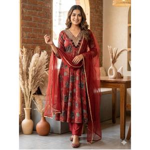 Conjunto de Traje Anarkali Étnico Premium con Tela Suave y Bordado Elegante, Ideal para Celebraciones Festivas y Fiestas Nocturnas - Product Image 1