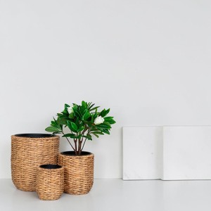 Eco Friendly Biodegradable Set 3 Water Hyacinth Planter Pots Waterproof <b>Liner</b> Rustic Vintage Style Best Selling Home Garden - Product Image 5