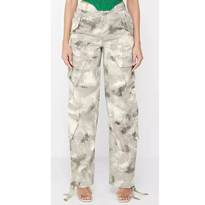 Pantalones Cargo de Camuflaje de Cintura Alta para Mujer, Corte Holgado, Estilo Utilitario con Bolsillos, para Usar en Verano - Product Image 3