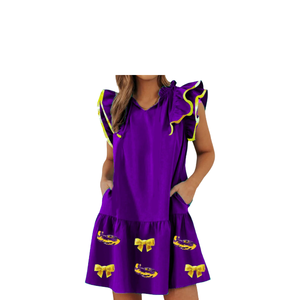 Famous Team Game Day New Arrival Game Day Shirt Custom Sequin <b>Tops</b> Shirt Loose V-Neck Short Sleeve Breathable T-shirt Dress - Product Image 2