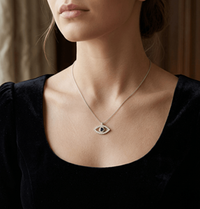 จี้เพชรโมอิสซาไนต์ทรงตาแบบกำหนดเอง VVS D สำหรับผู้ชาย สร้อยคอเงินแท้ 925 ชุบโรเดียม สายปรับได้ เครื่องประดับชั้นดี ของขวัญสำหรับงานปาร์ตี้ - Product Image 2