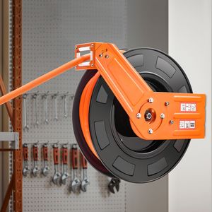 Avvolgitubo Ibrido Retrattile 1/2 x 50 FT per Aria Compressa, 300 PSI Max, Avvolgimento Automatico, Cavo da 5FT, Certificato CE, con Cricchetto per Compressore d'Aria - Product Image 2
