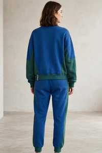 Conjunto Deportivo 2 en 1 para Mujer, Color Azul Verde, Bloques de Color, Sudadera con Media Cremallera, Pantalones Largos Deportivos - Product Image 2