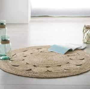 Alfombra rústica estilo granja hecha de yute 100%, fácil de limpiar, material natural para dormitorio y sala de estar. - Product Image 4
