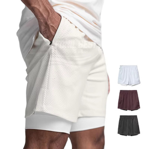 Hot Sale Fashion Quick Dry 100% Cotton Elastic Waist Lounge Shorts Double <b>Layer</b> Outdoor Sports Pockets Comfortable Mesh Gym - Product Image 1
