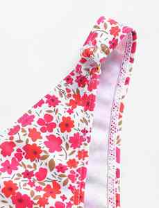 Conjunto de bikini push-up de 2 piezas para mujer con estampado por sublimación, logo frontal en tela tejida y tanga de corte alto triangular - Product Image 4