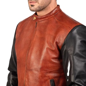 Veste en cuir pour homme, dernier style, avec deux couleurs, veste de motard personnalisée, cuir de mouton pour homme, veste en cuir matelassée - Product Image 4