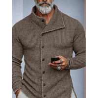 Chemise cardigan en tricot côtelé asymétrique boutonnée pour homme – Coupe ajustée texturée, style designer