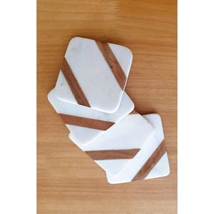 Juego de Posavasos Modernos para Decoración de Interiores, Resina y Madera - Product Image 4