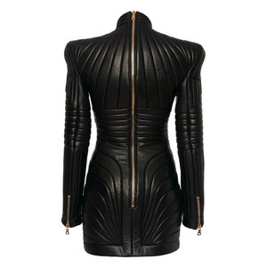 Womens Pure Faux Leather Black Quilted Coat Steampunk <b>Gothic</b> Coat Winter <b>Jacket</b> Girls 2026 - Product Image 2
