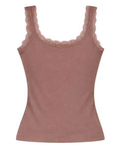 Débardeur Femme Personnalisé Marron Mocha en Coton avec Bordure en Dentelle, Coupe Ajustée, Sans Manches, Style Basique Doux et Respirant pour l'Été - Product Image 6