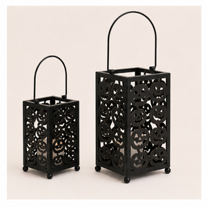 Décorations d'Halloween en gros pour l'extérieur : Lanterne porte-bougie en métal noir mat en forme de citrouille, idéale pour les fournitures de fête - Product Image 3